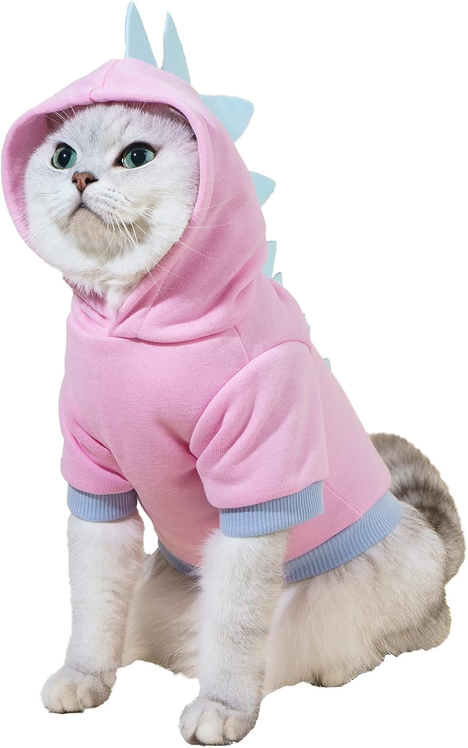 Dinosaur Dog Hoodie - Warm Jacket for Puppy, Kitten, Small & Medium Dogs & Cats - Baby Pink, Medium