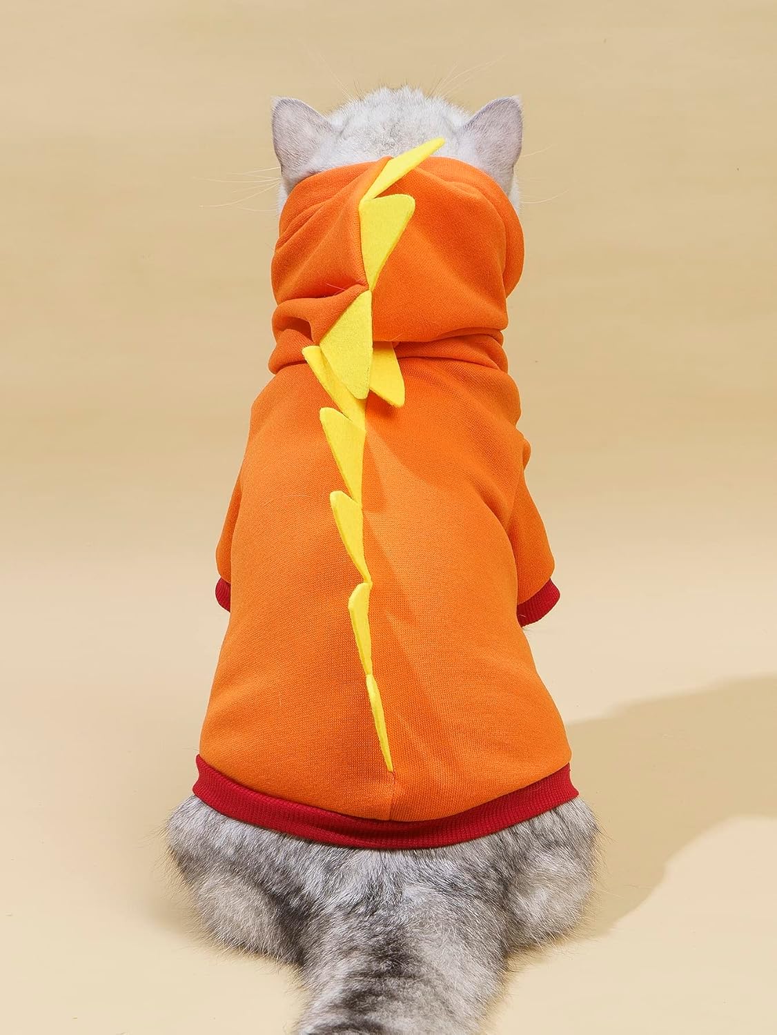 Dinosaur Dog Hoodie Dog Warm Jacket Christmas Halloween Dog Costume Dog Clothes for Puppy Kitten Small Medium Dogs Cats Orange M - Image 2