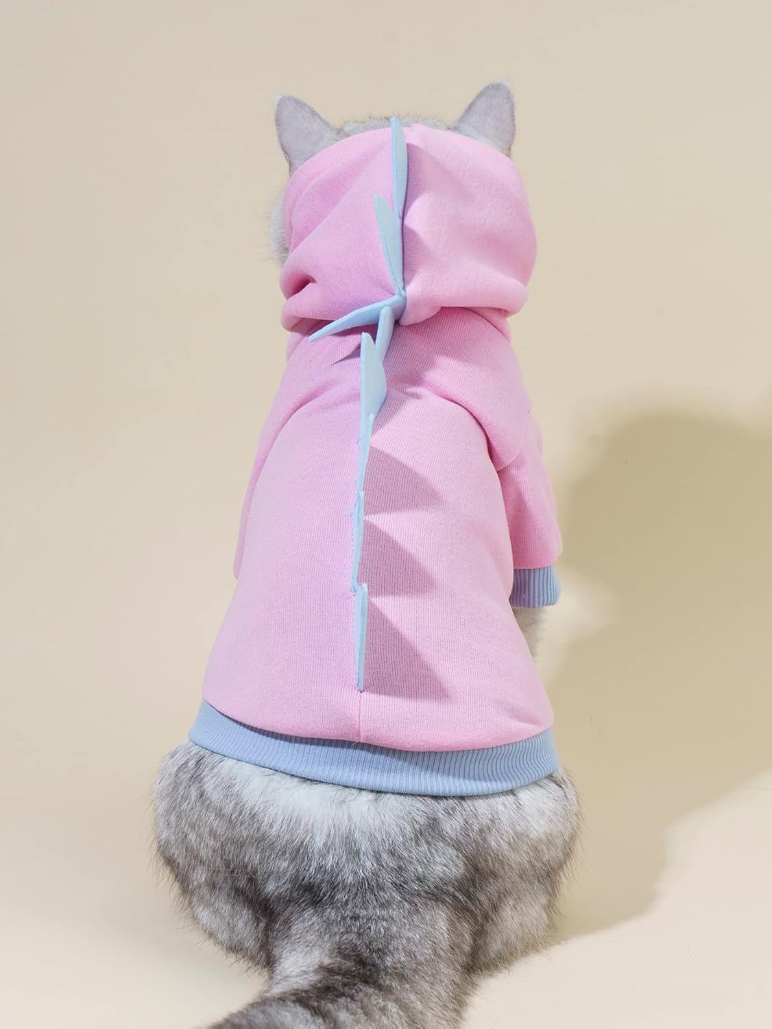 Dinosaur Dog Hoodie - Warm Jacket for Puppy, Kitten, Small & Medium Dogs & Cats - Baby Pink, Medium - Image 2