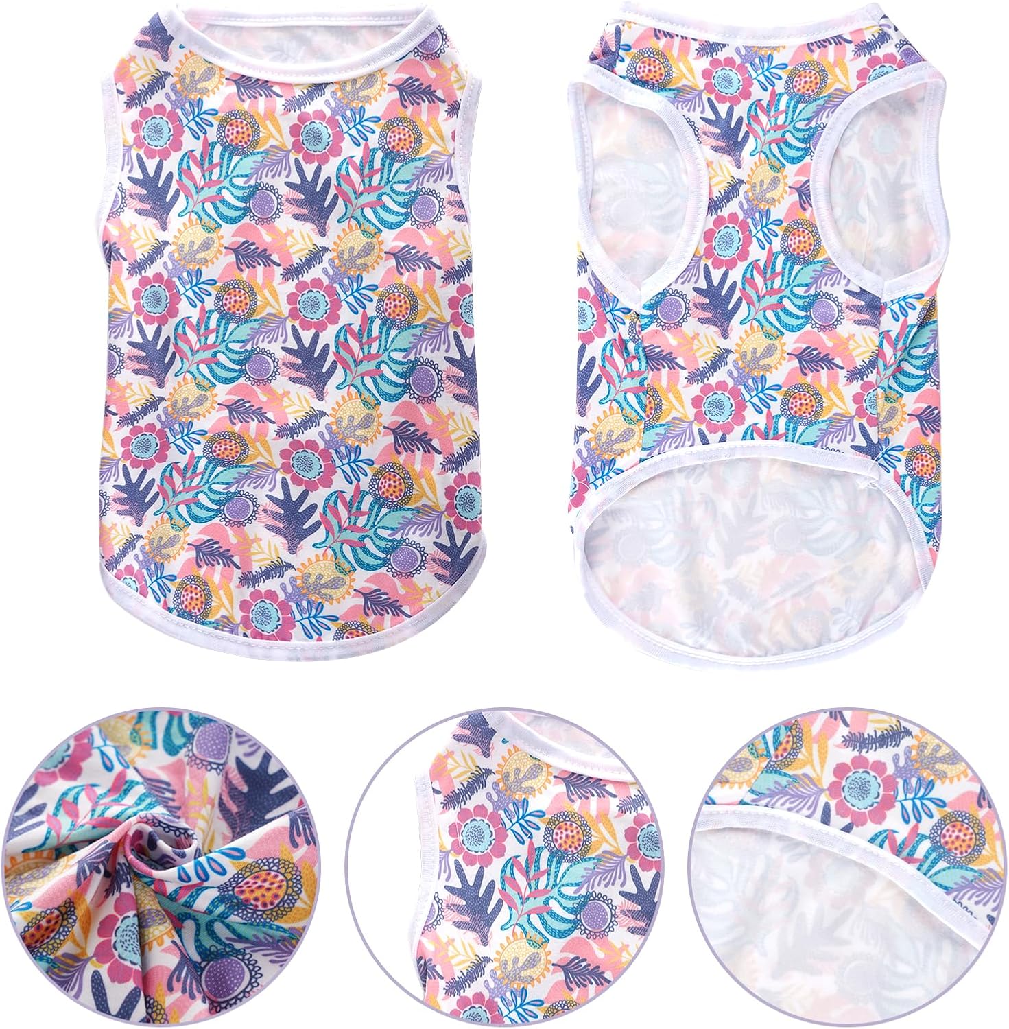 Dog Shirts Cute Summer Dog Clothes Soft Pet T-Shirt Printed Puppy Shirt for Small Medium Dogs Cats Girl(Leaf,S) - Image 2